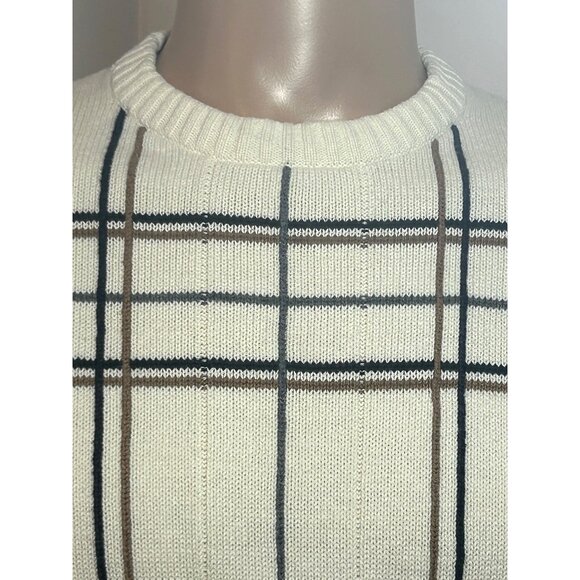 Oscar De La Renta Men’s Sweater Pullover Vtg M Cream Geometric Pattern Cotton - Picture 4 of 16